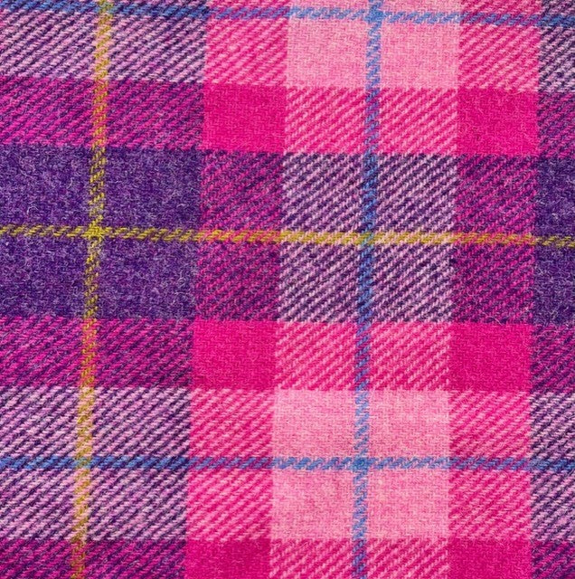 Harris Tweed Pink Purple Check Tartan Cloth Fabric