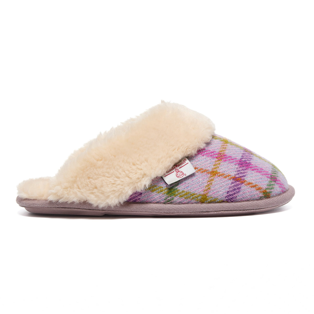 Pippa Ladies' Faux Fur Lined Mule (Lilac / Pink Check)
