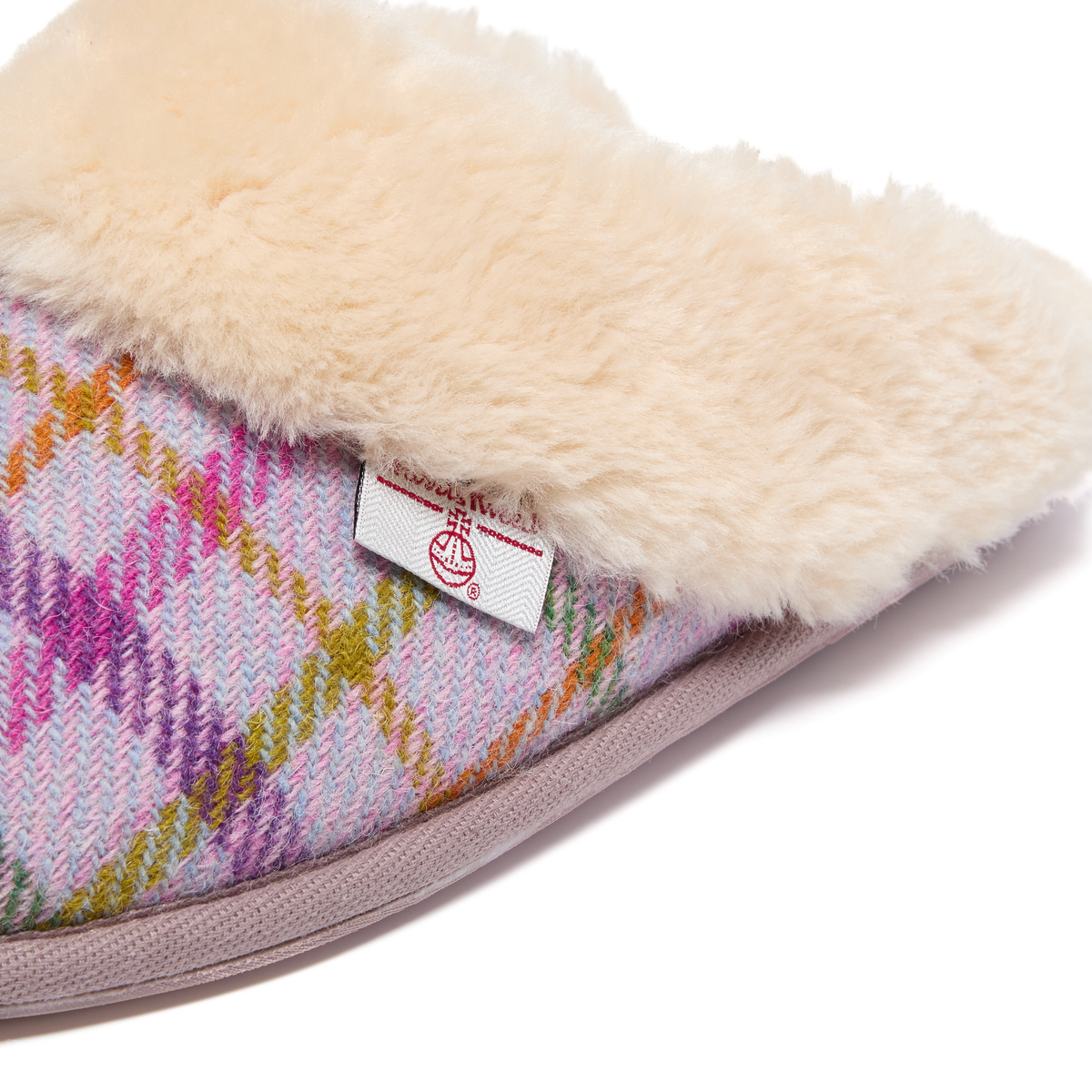 Pippa Ladies' Faux Fur Lined Mule (Lilac / Pink Check)