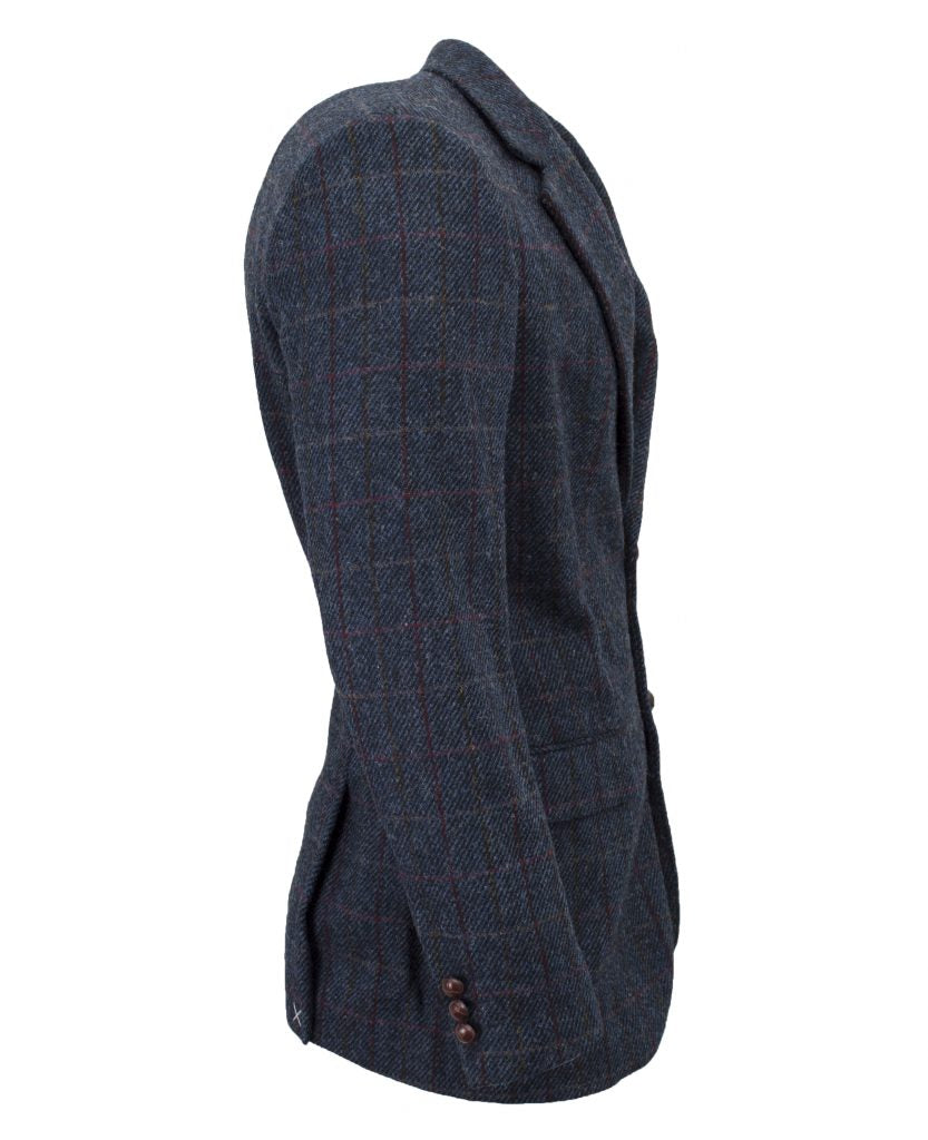 Men's Royal Blue Harris Tweed Herringbone Country Blazer Jacket