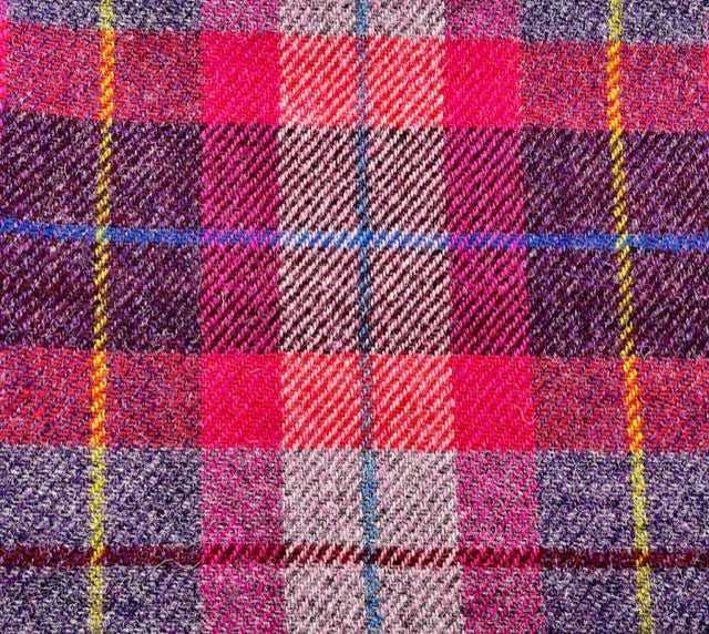 Harris Tweed Red Pink Purple Tartan Cloth Fabric