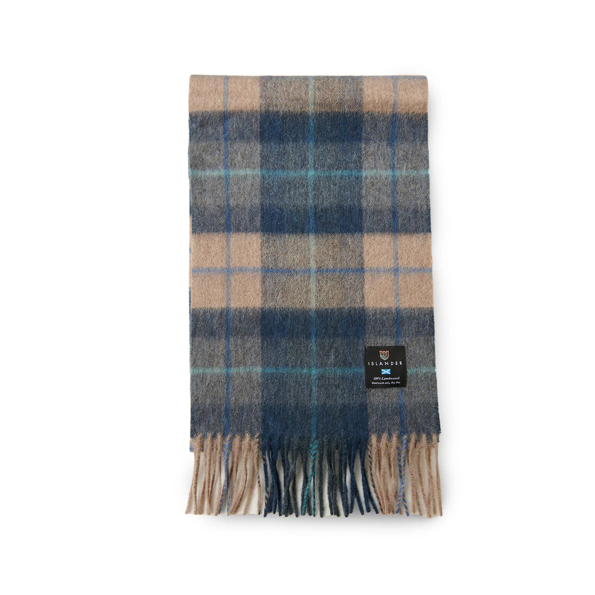 Islander Lambswool Blanket (Navy & Beige Tartan)