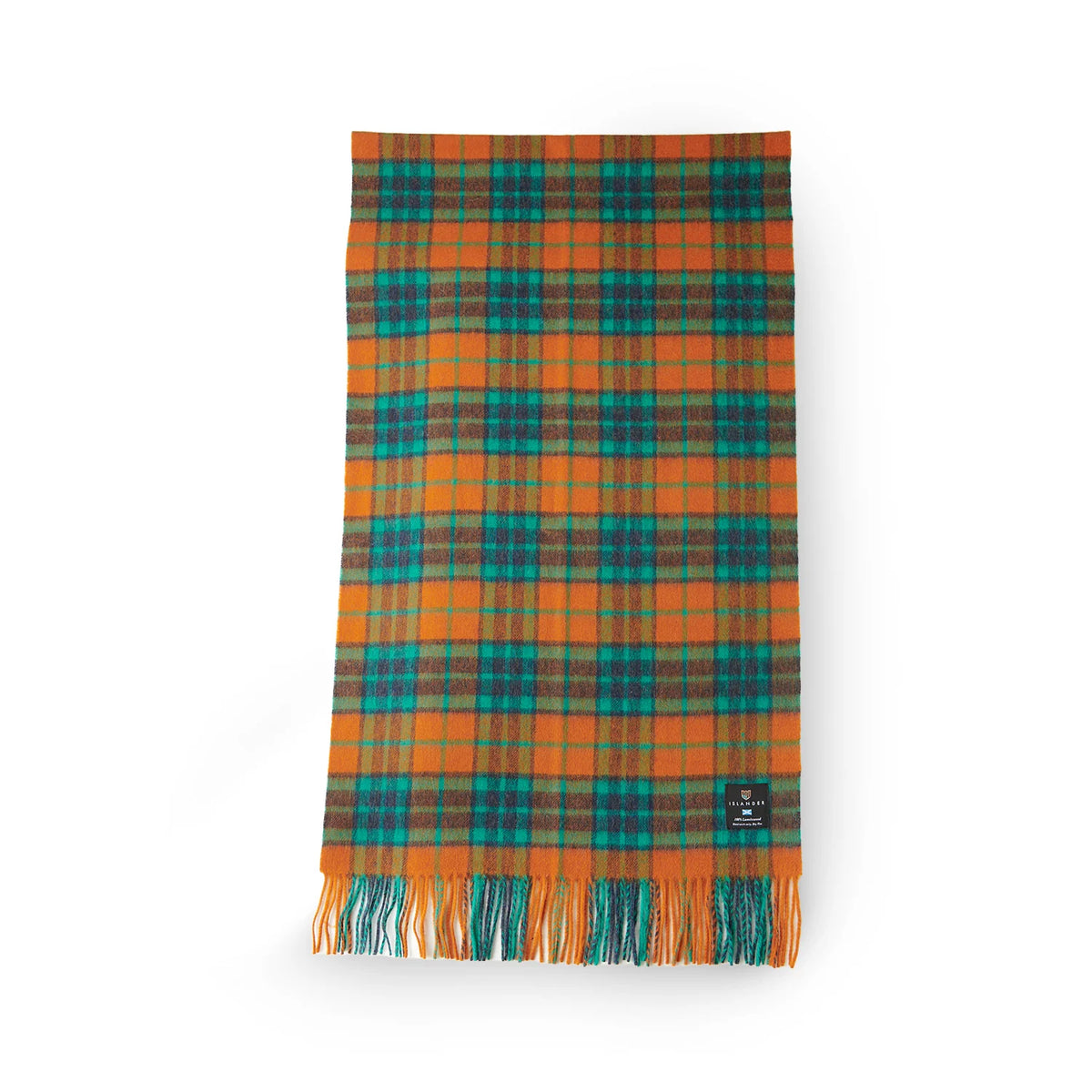 Islander Lambswool Scarf (Orange Blue Tartan)