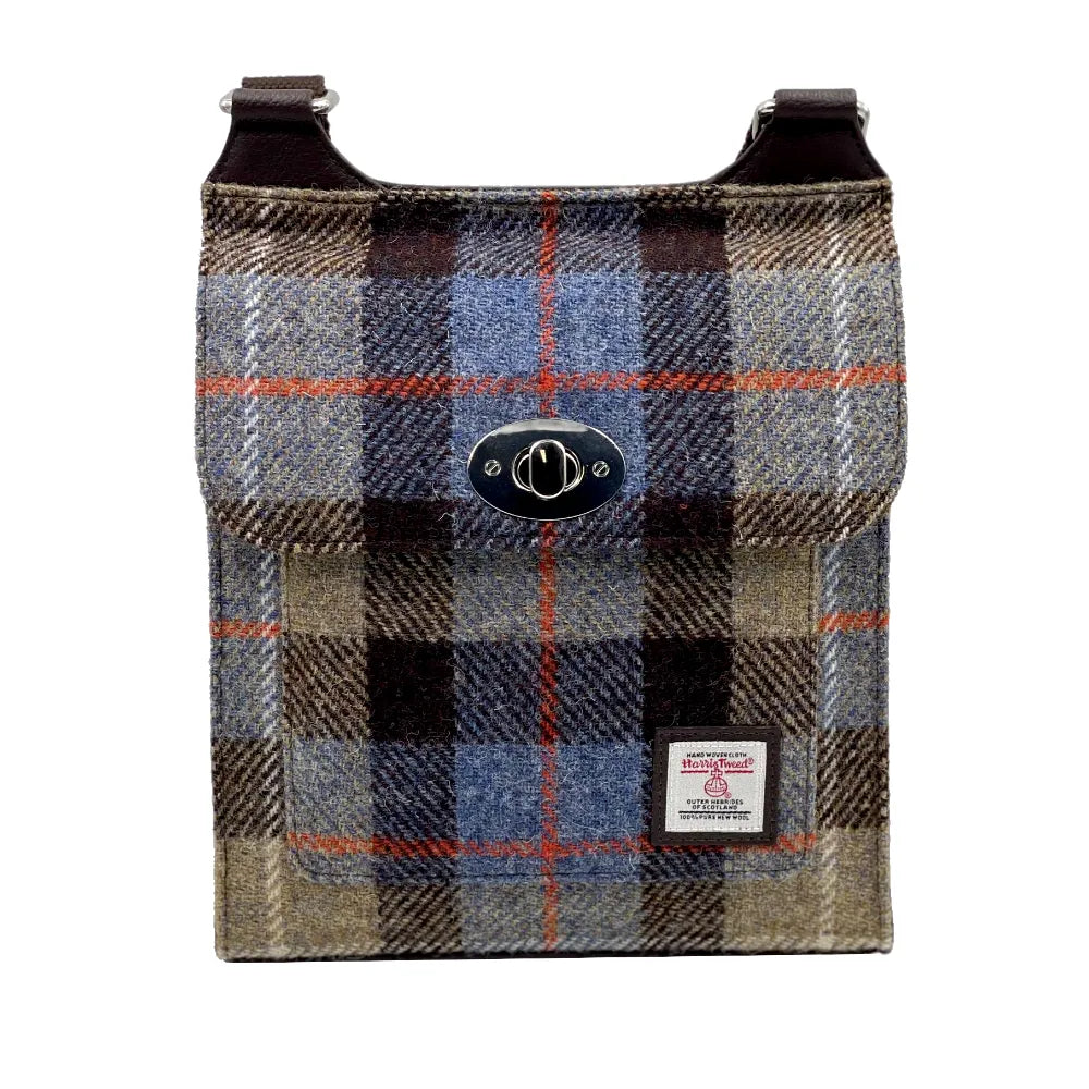 Maccessori Satchel Bag with Harris Tweed - Blue/Brown Check