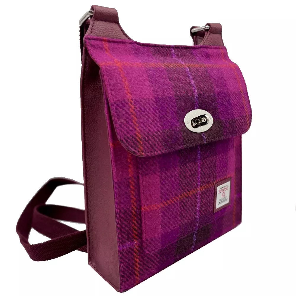 Maccessori Satchel Bag with Harris Tweed - Purple Check