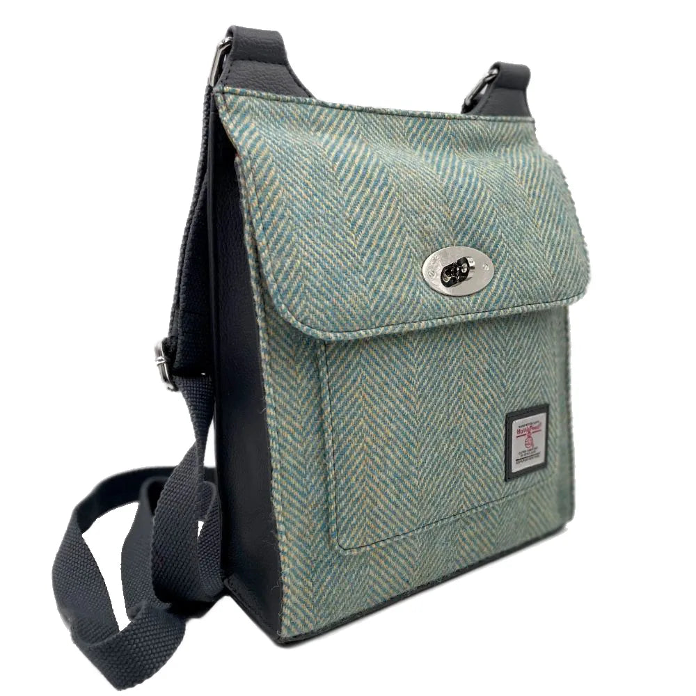 Maccessori Satchel Bag with Harris Tweed - Turqoise