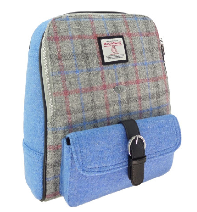 Glen Appin Harris Tweed Naver Backpack (Light Grey Check)