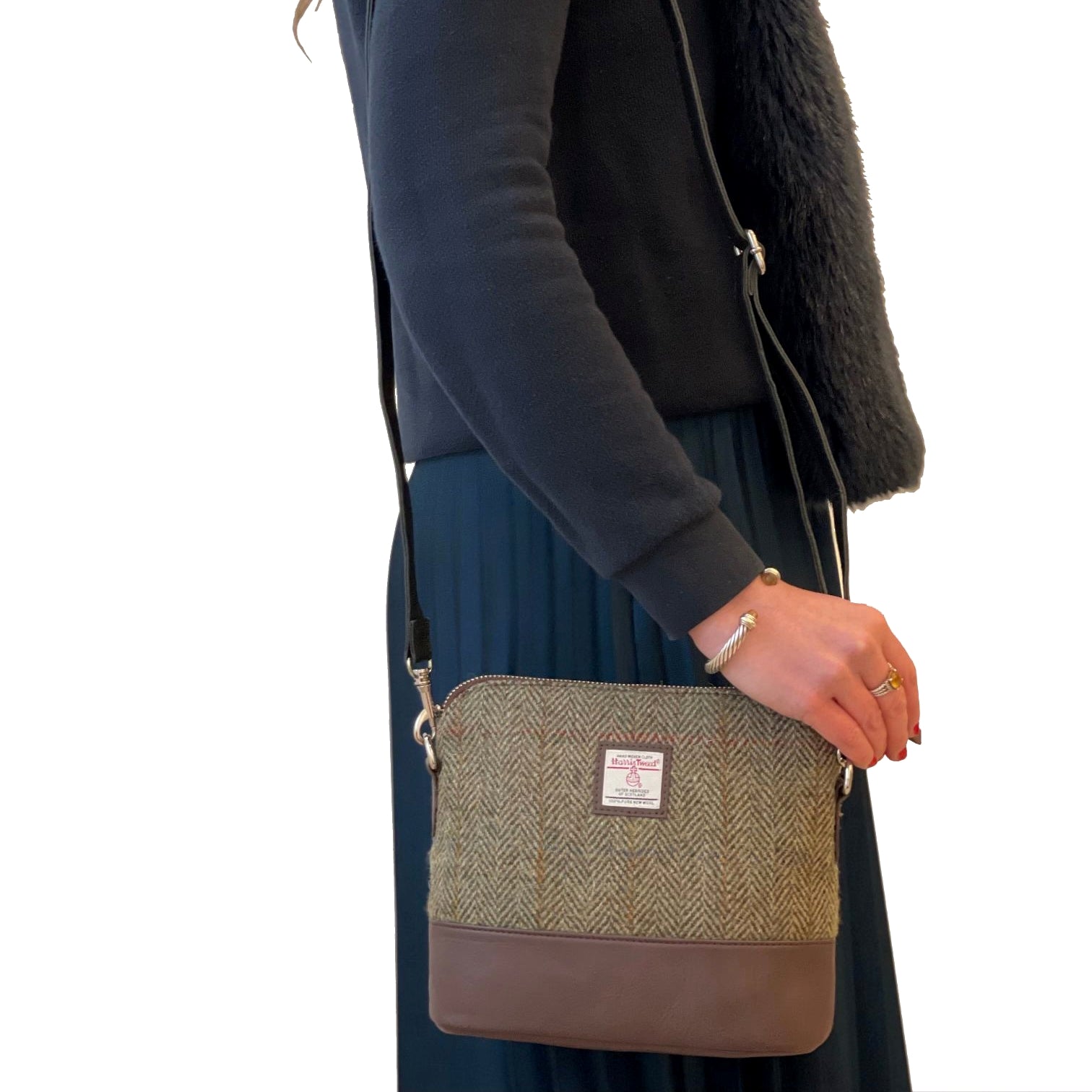 Maccessori Square Shoulder Bag with Harris Tweed - Country Green