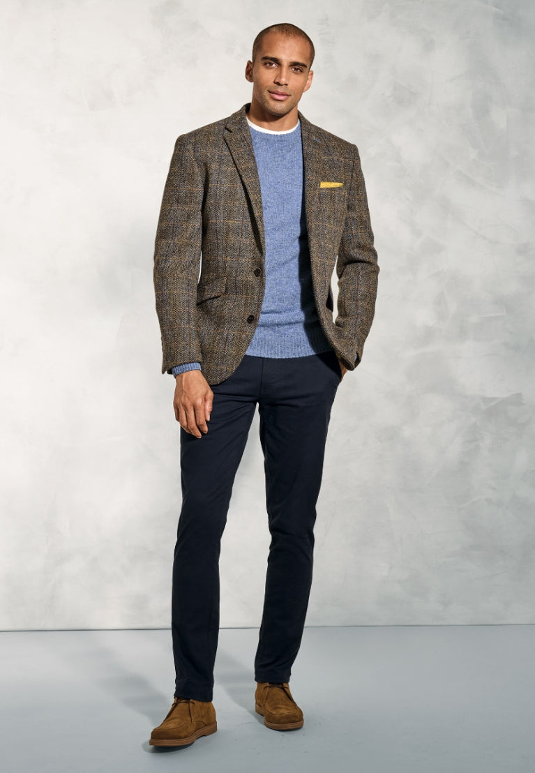 Tailored Fit Green and Blue Check Harris Tweed® Jacket