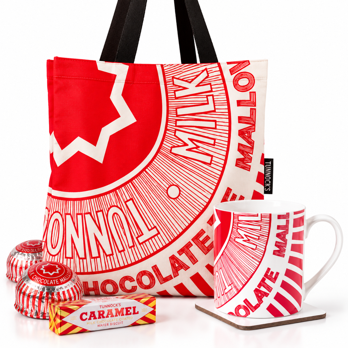 Tunnock’s Tea Cake Canvas Tote Bag - With Optional Matching Mug (China Caramel Wafer Wrapper Mug)