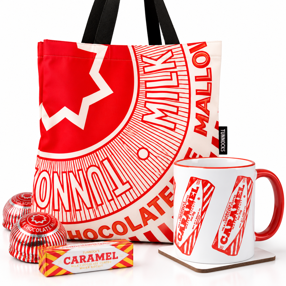 Tunnock’s Tea Cake Canvas Tote Bag - With Optional Matching Mug (Ceramic Caramel Wafer Mug)
