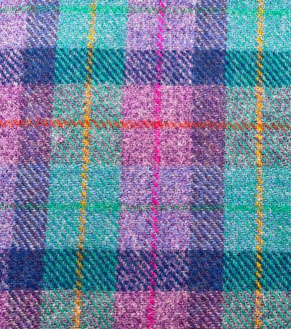 Harris Tweed Violet Teal Tartan Cloth Fabric