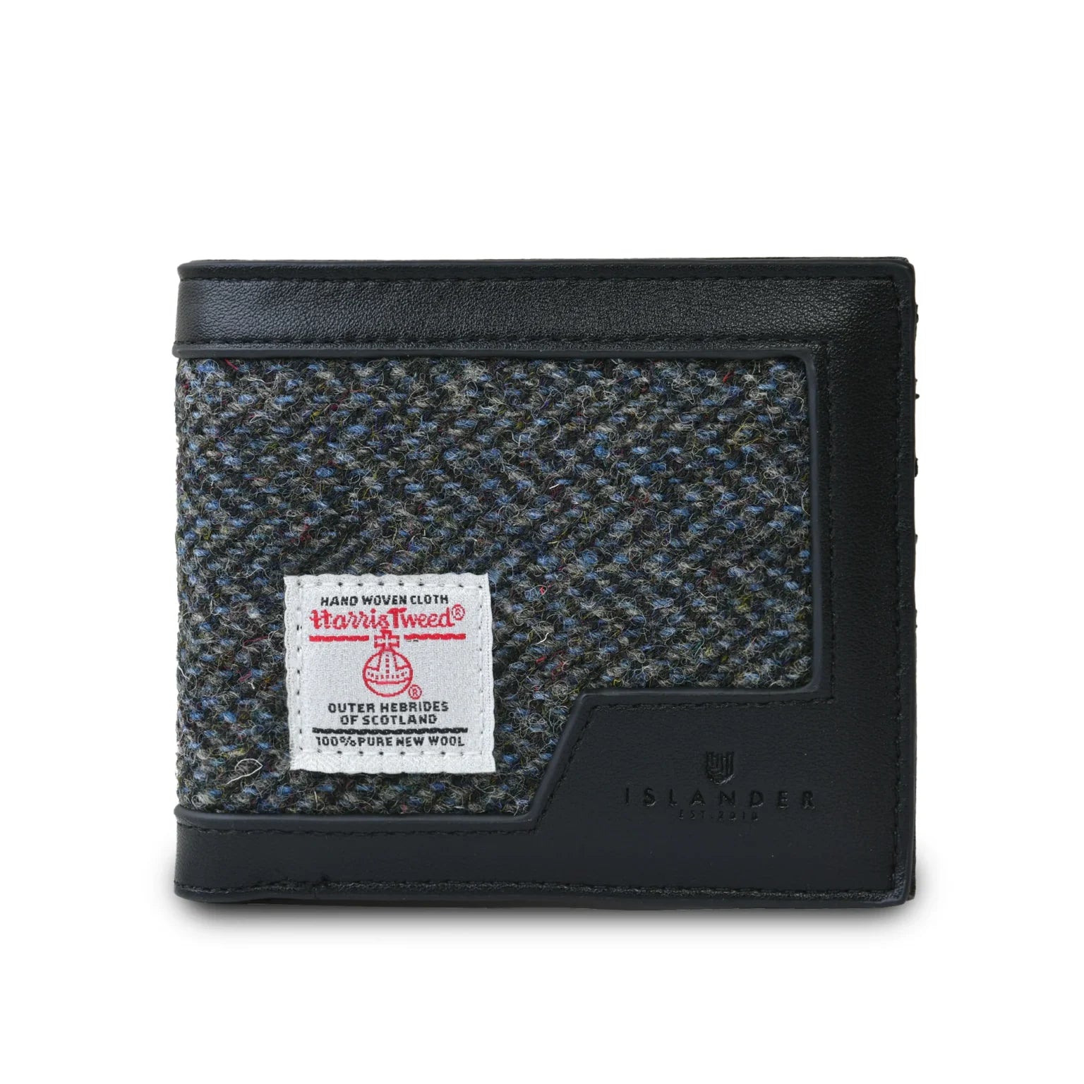 Islander Harris Tweed Men's Wallet with Harris Tweed - Black-Grey Herringbone