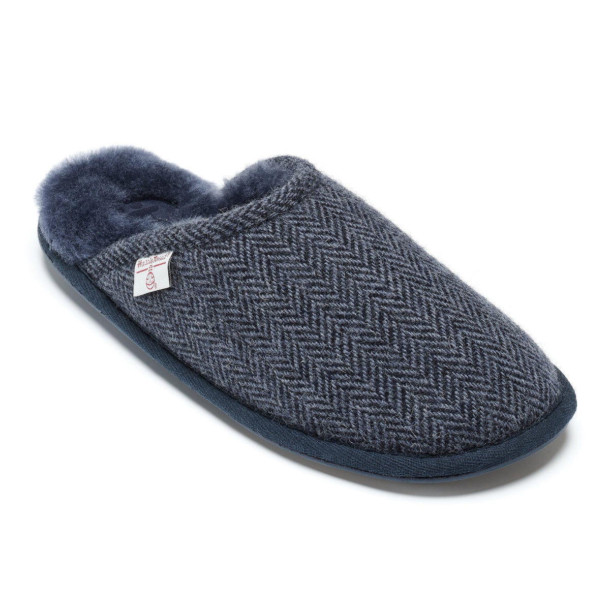 William Men's Harris Tweed Mule (Navy Herringbone)