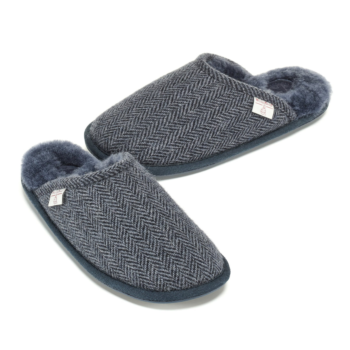 William Men's Harris Tweed Mule (Navy Herringbone)