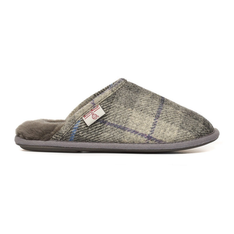 William Men's Harris Tweed Mule (Grey / Charcoal Check)