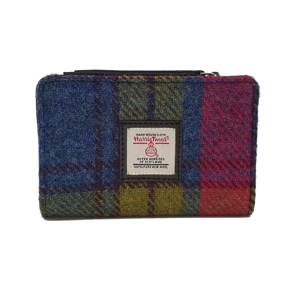 Maccessori Zip Purse with Harris Tweed - Blue Pink