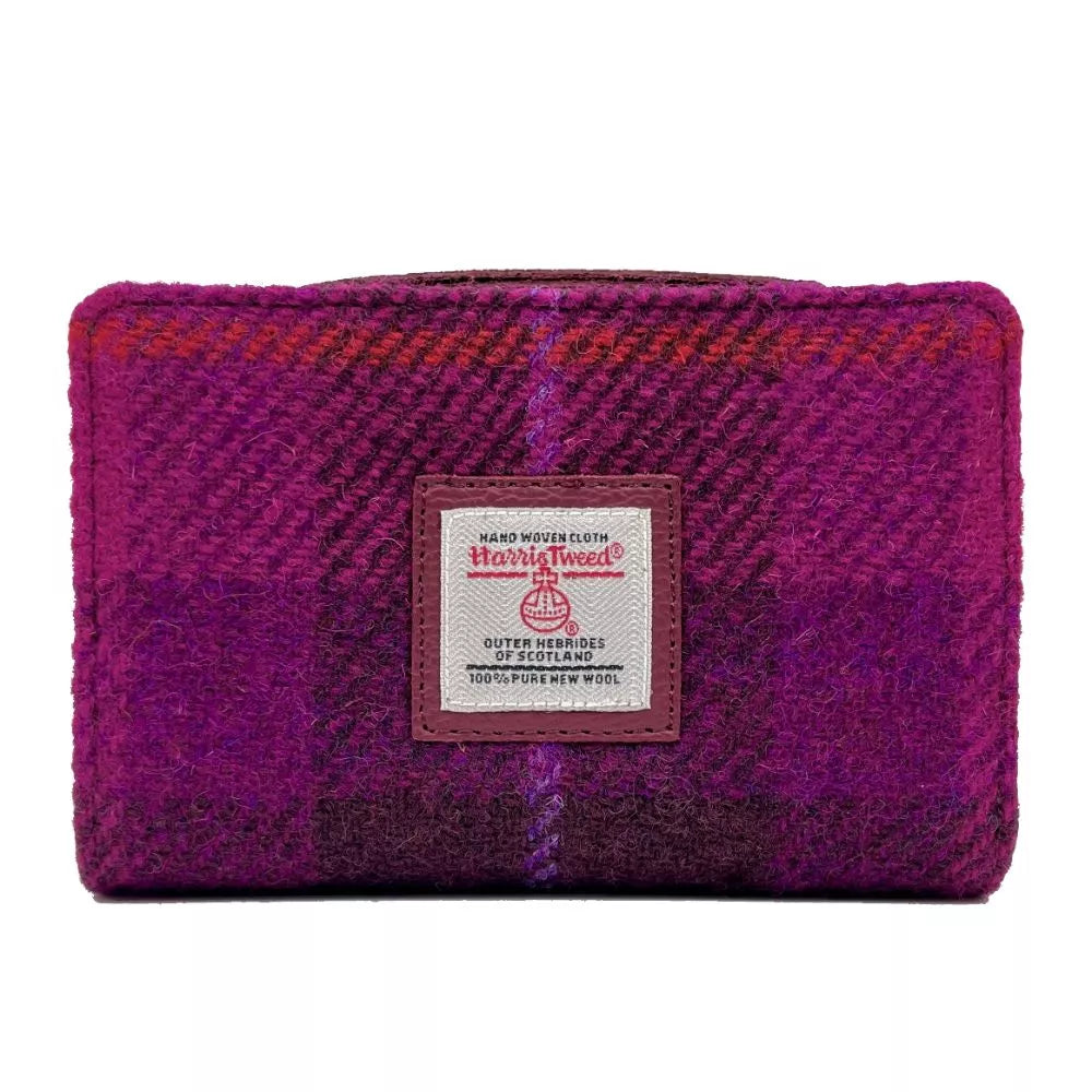 Maccessori Zip Purse with Harris Tweed - Purple Check