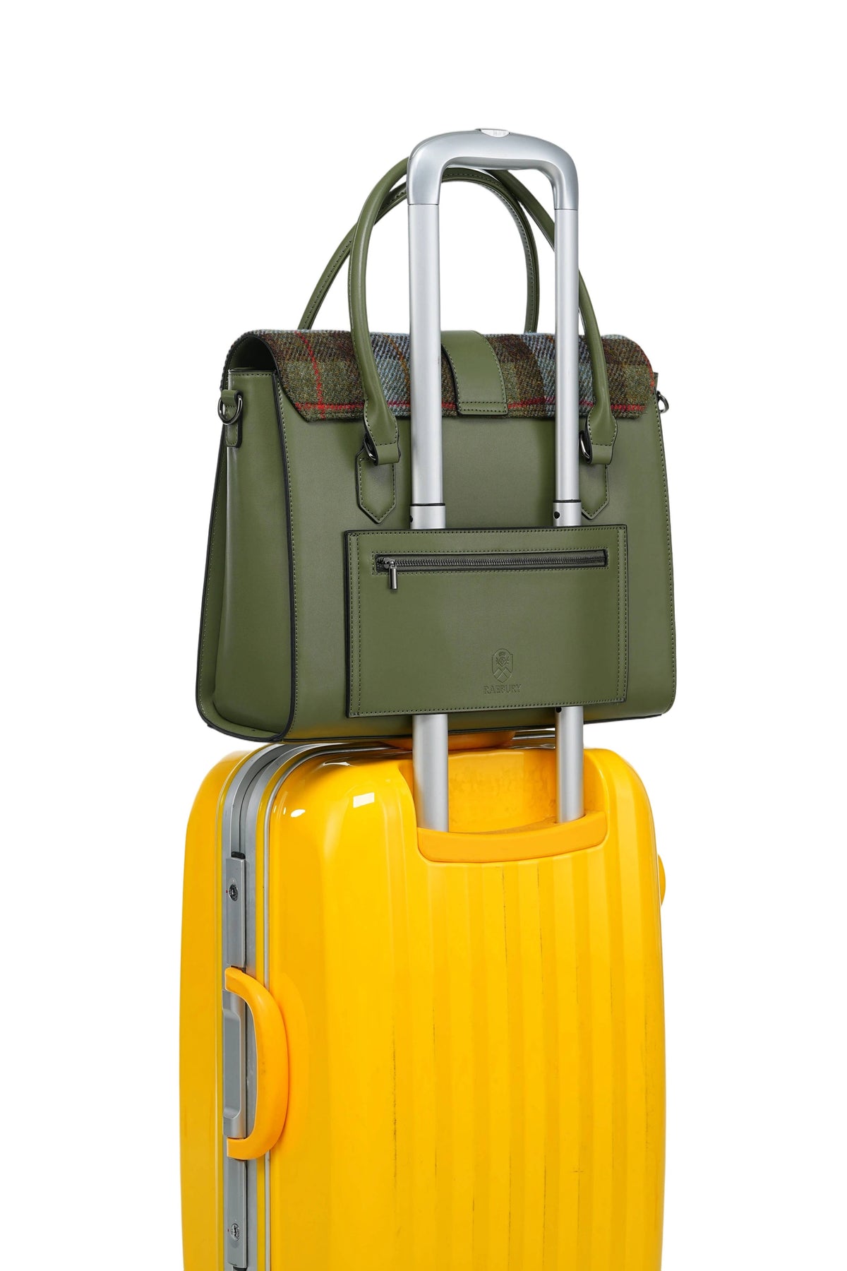 Harris Tweed Laptop Work Flap Satchel Bag (Classic Olive)