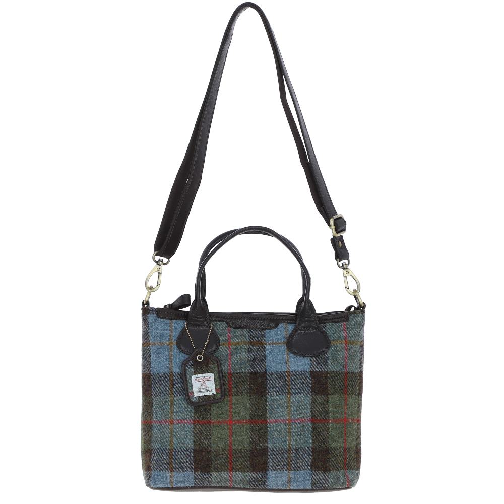 Real Leather Turnberry Shoulder Bag with Harris Tweed - Brown Leather &amp; MacLeod
