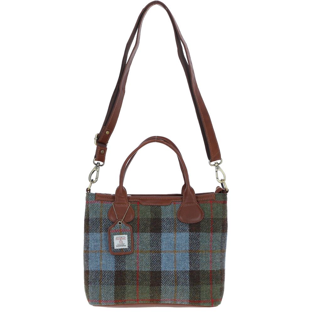 Real Leather Turnberry Shoulder Bag with Harris Tweed - Tan Leather &amp; MacLeod