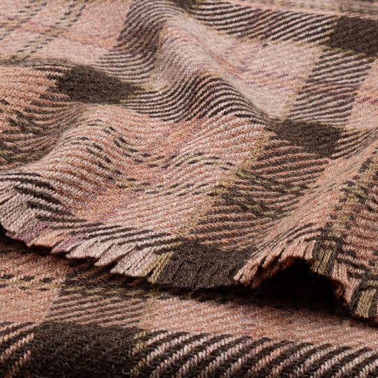 Lochcarron Bracken British Wool Corrie Blanket (Coral,Pink,Dark Brown,Camel & Lilac)