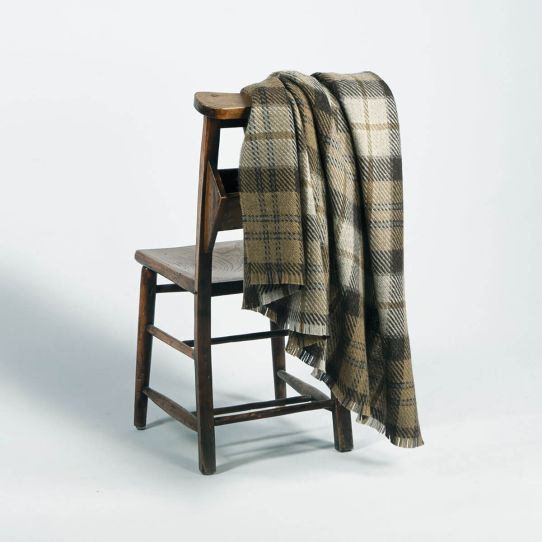 Lochcarron Bracken British Wool Corrie Blanket (Brown,Light Grey,Dark Brown and Charcoal)