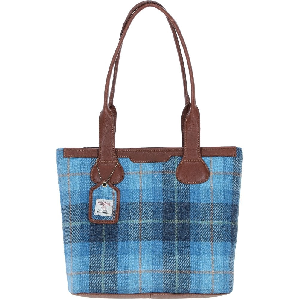 Harris Tweed and Genuine Leather Maidens Shoulder Bag - Tan Leather & Castle Bay