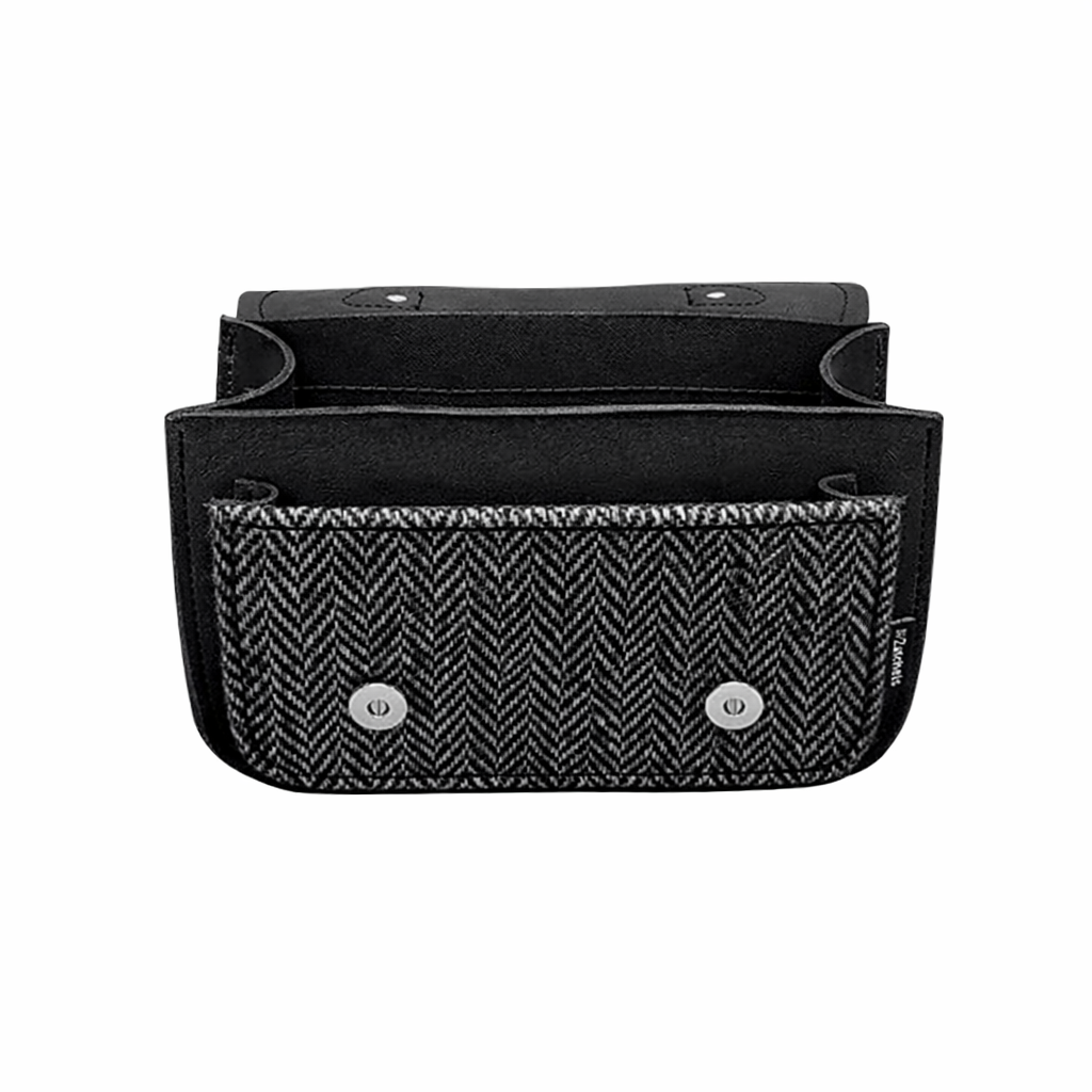 Handmade Leather & Harris Tweed Micro Satchel Plus Crossbody Bag (Black)