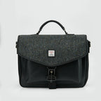 Islander Laptop Bag in Harris Tweed Black and Grey Herringbone | Harris Tweed Scotland