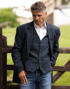 Men's Blazer Jacket in Royal Blue Harris Tweed Herringbone Country Fabric | Harris Tweed Scotland
