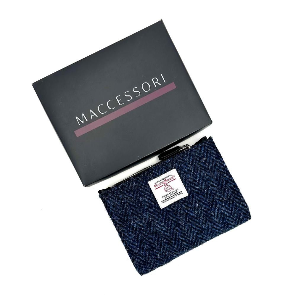 Maccessori Harris Tweed Quilted Slim Purse - Blue Herringbone