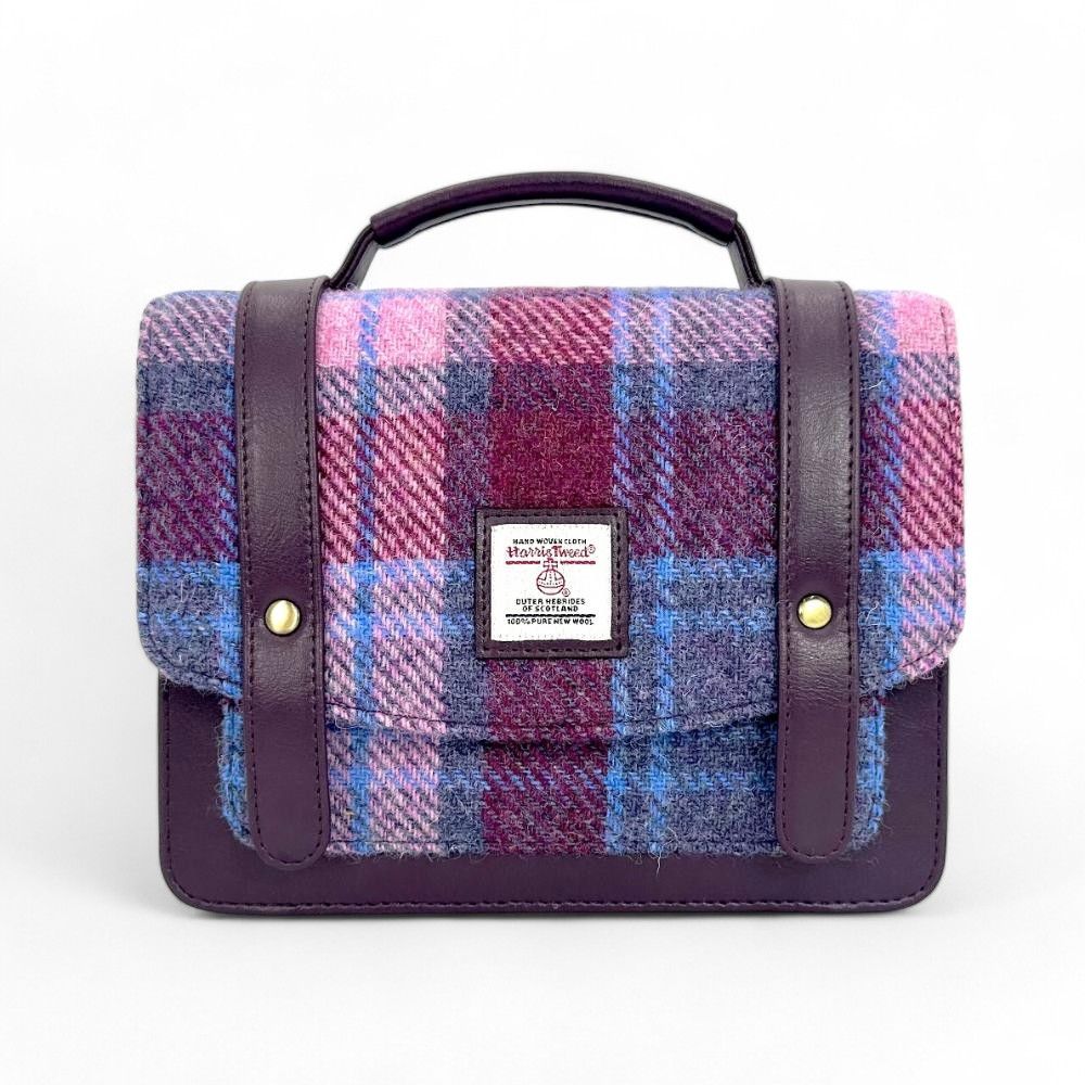 Maccessori Mini Messenger Satchel Bag with Harris Tweed New 2025! - Pastel Pink