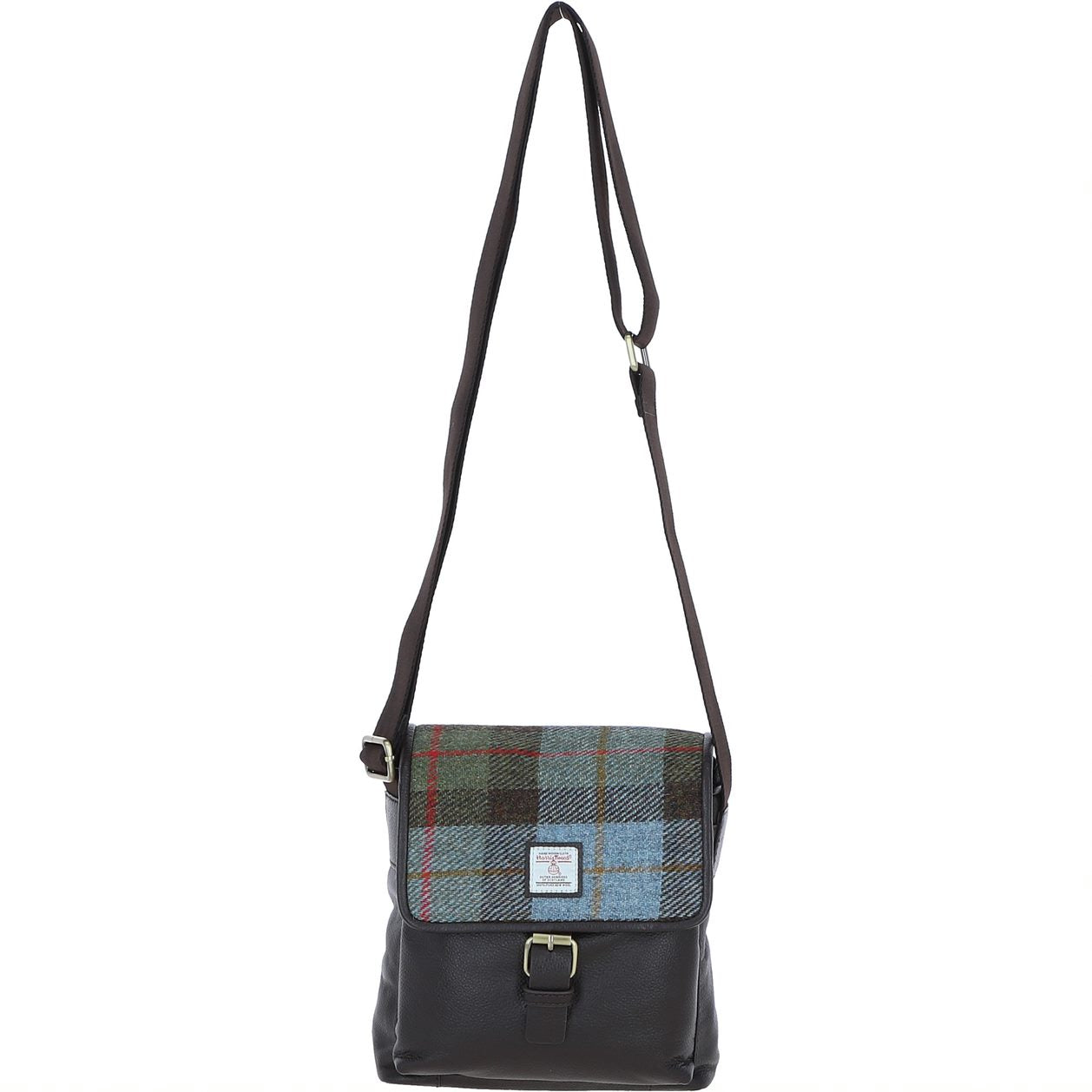 Real Leather Loans Man Bag with Harris Tweed - Brown Leather &amp; MacLeod