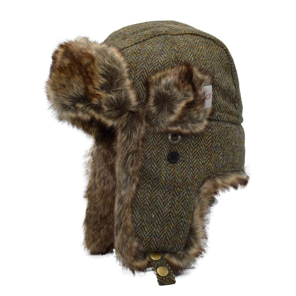 Harris Tweed Charles Trapper Hat - Charcoal