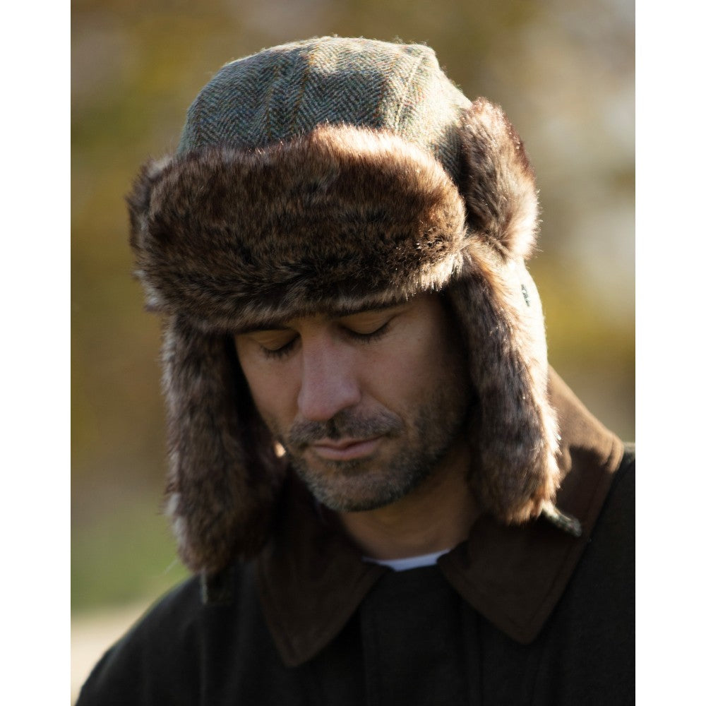 Harris Tweed Charles Trapper Hat - Charcoal