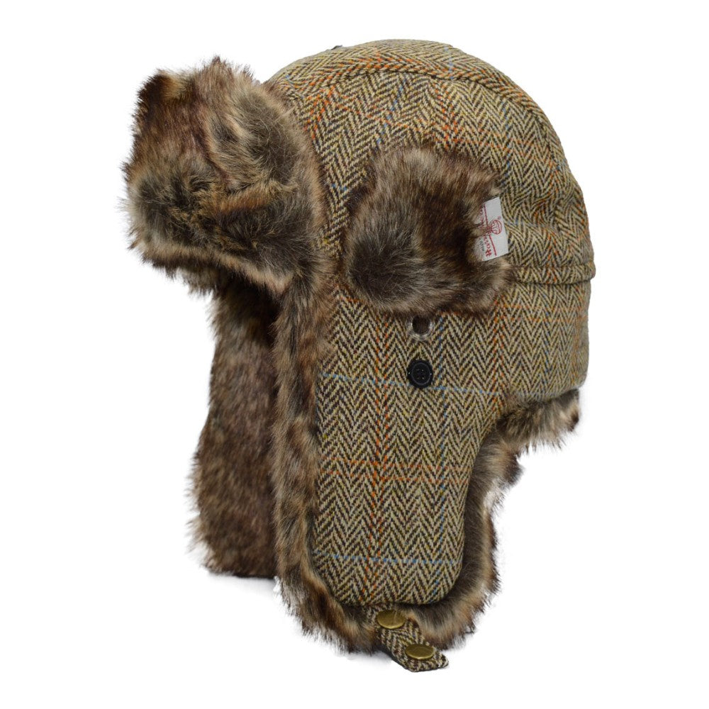 Harris Tweed Charles Trapper Hat - White Sand