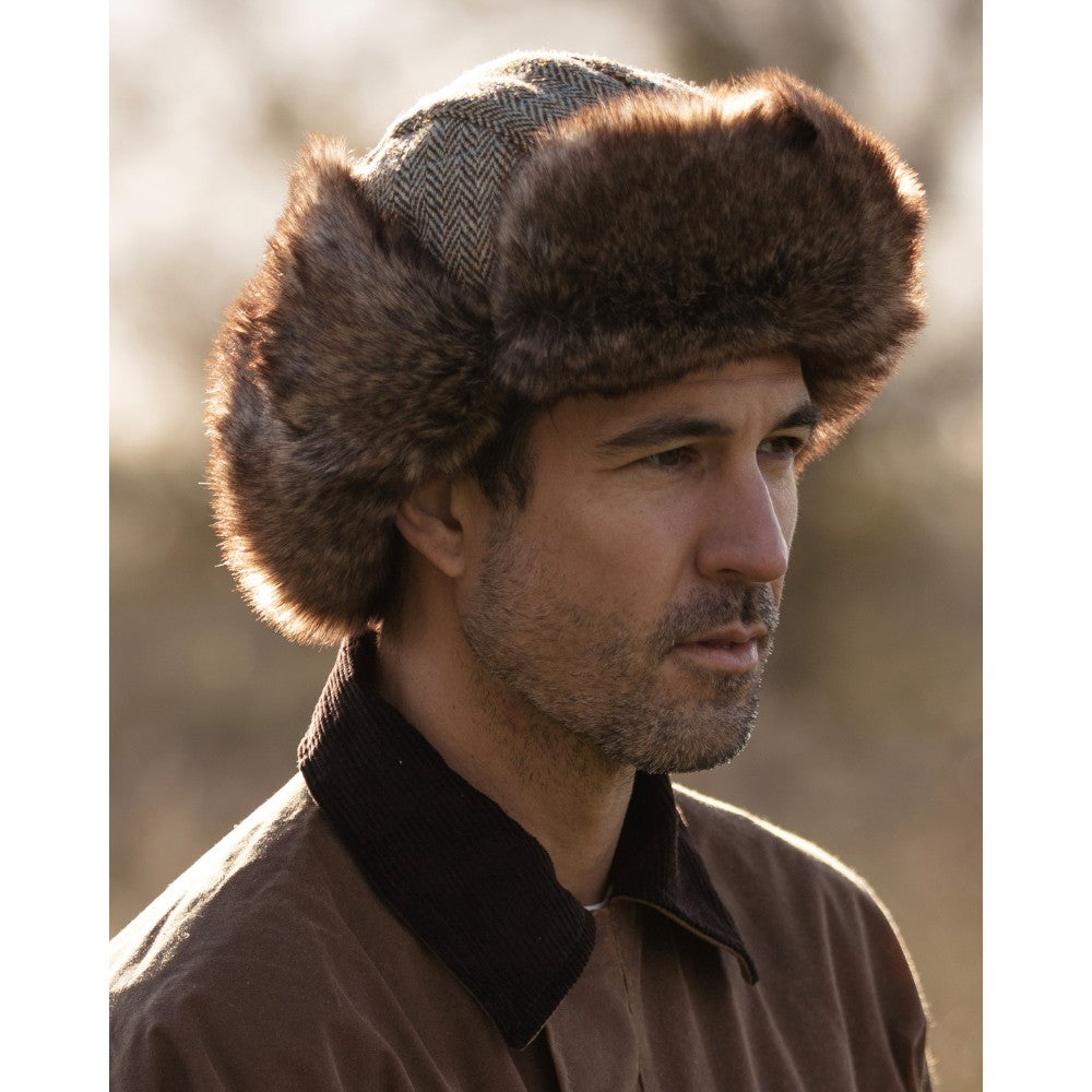 Harris Tweed Charles Trapper Hat - Charcoal
