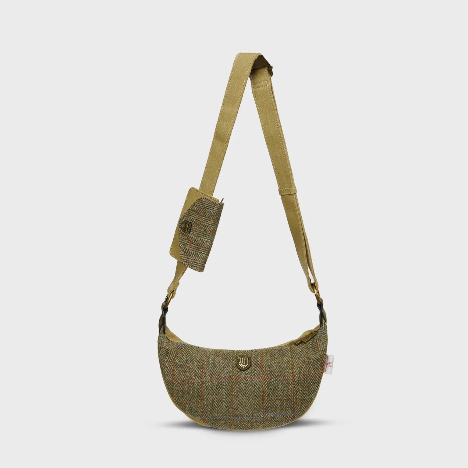 Islander Luna Bag with Detachable Card Wallet in Harris Tweed - Chestnut Herringbone