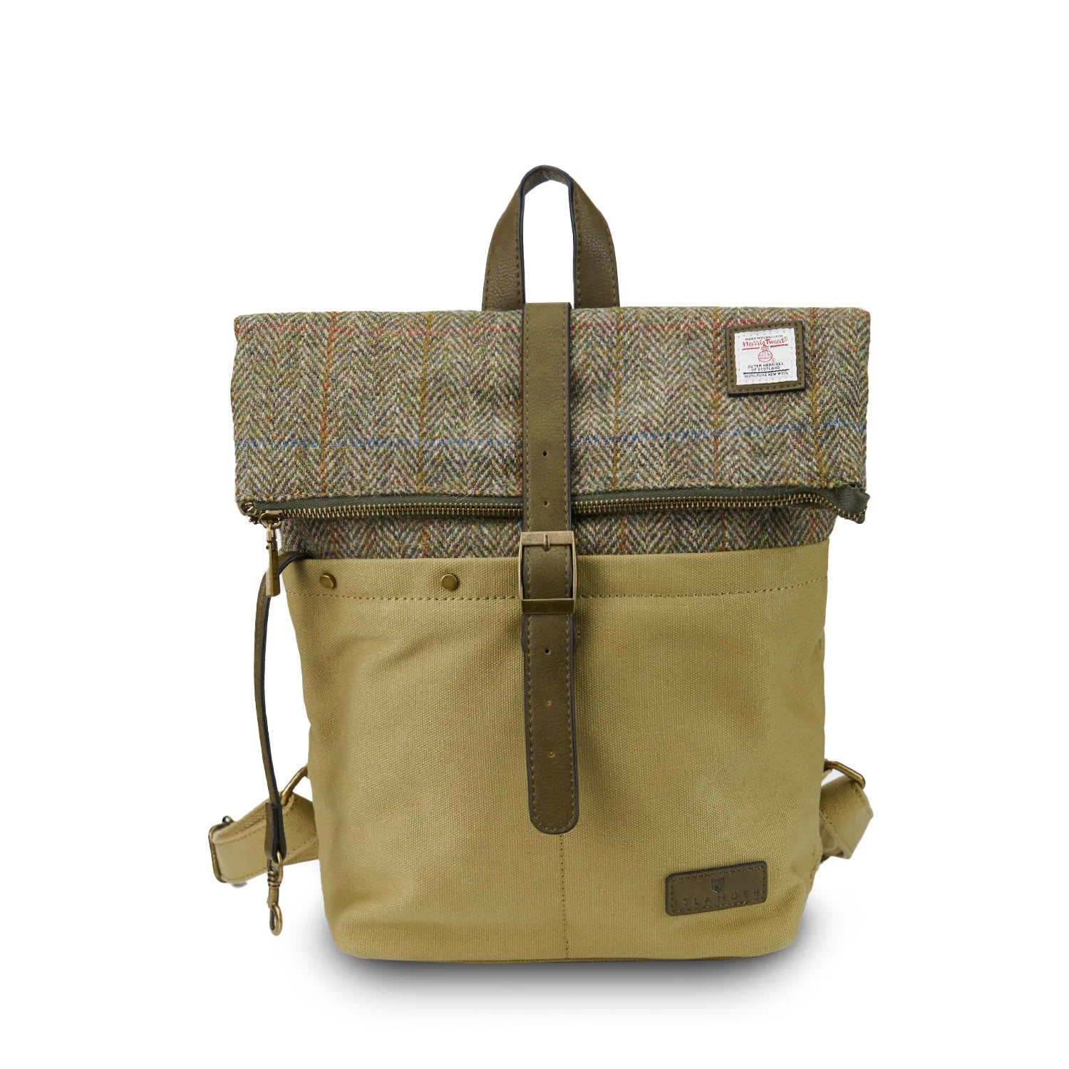 Islander Canvas Backpack with Harris Tweed - Chestnut Herringbone