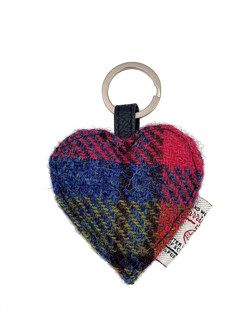 Maccessori Heart Keyring with Harris Tweed - Blue Pink