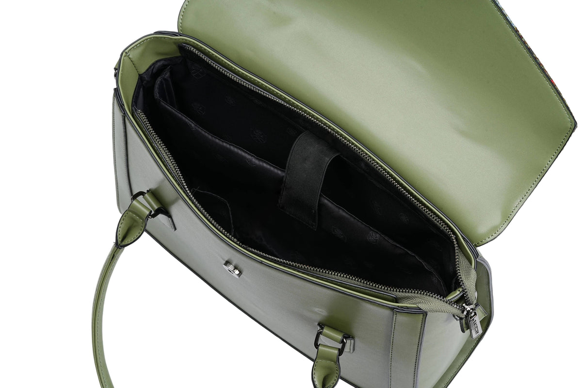 Harris Tweed Laptop Work Flap Satchel Bag (Classic Olive)