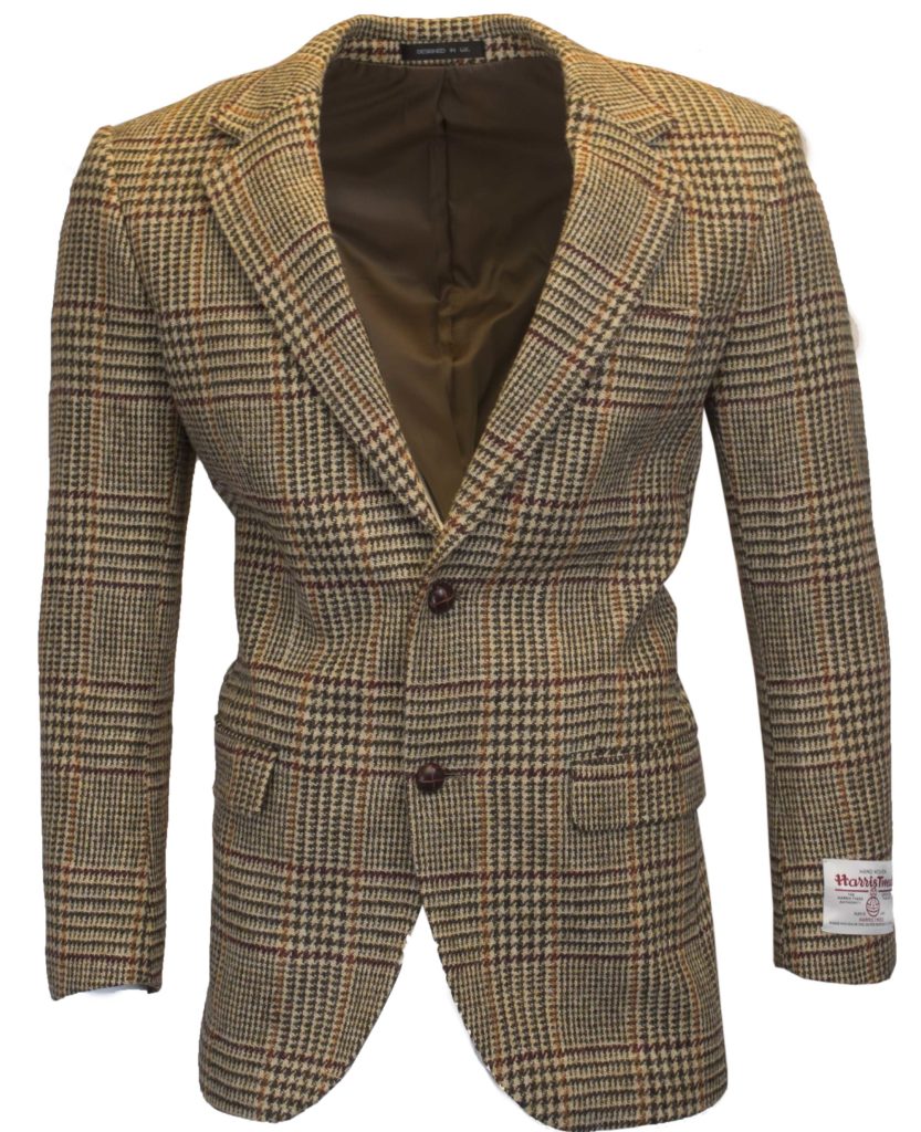 Men's Desert Tan Harris Tweed Overcheck Country Blazer Jacket
