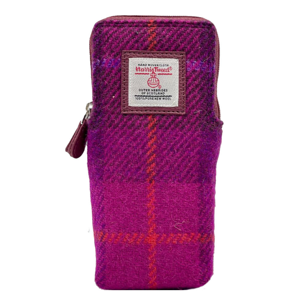 Maccessori Double Glasses Sleeve Bag with Harris Tweed - Purple Check