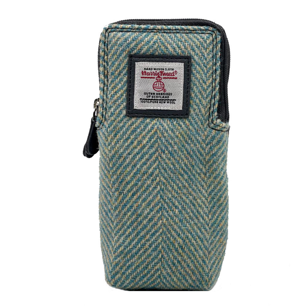 Maccessori Double Glasses Sleeve Bag with Harris Tweed - Turqoise