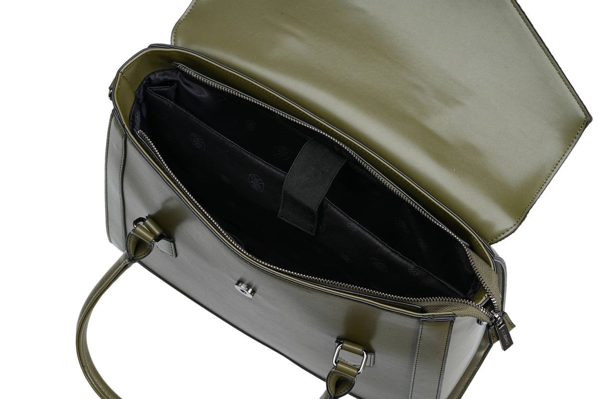 Harris Tweed Laptop Work Flap Satchel Bag (Classic Olive)