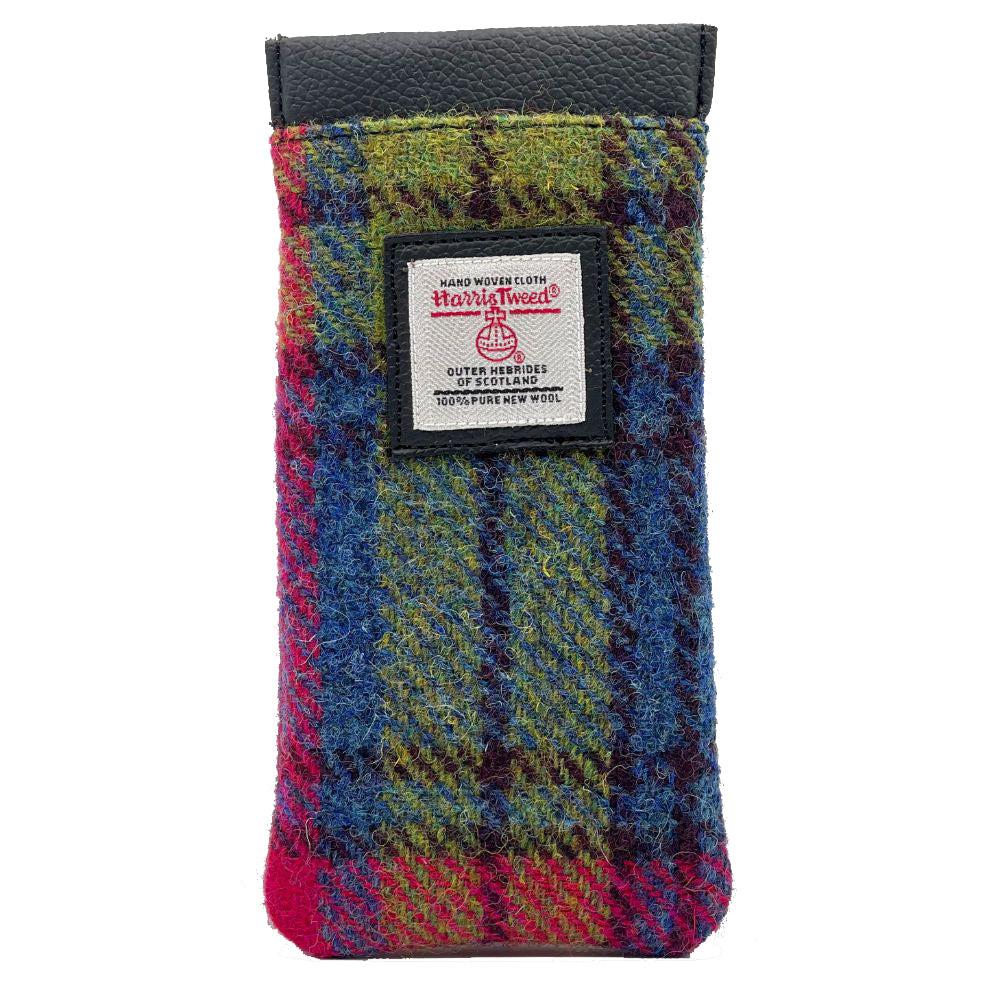 Maccessori Single Glasses Case with Harris Tweed - Blue Pink