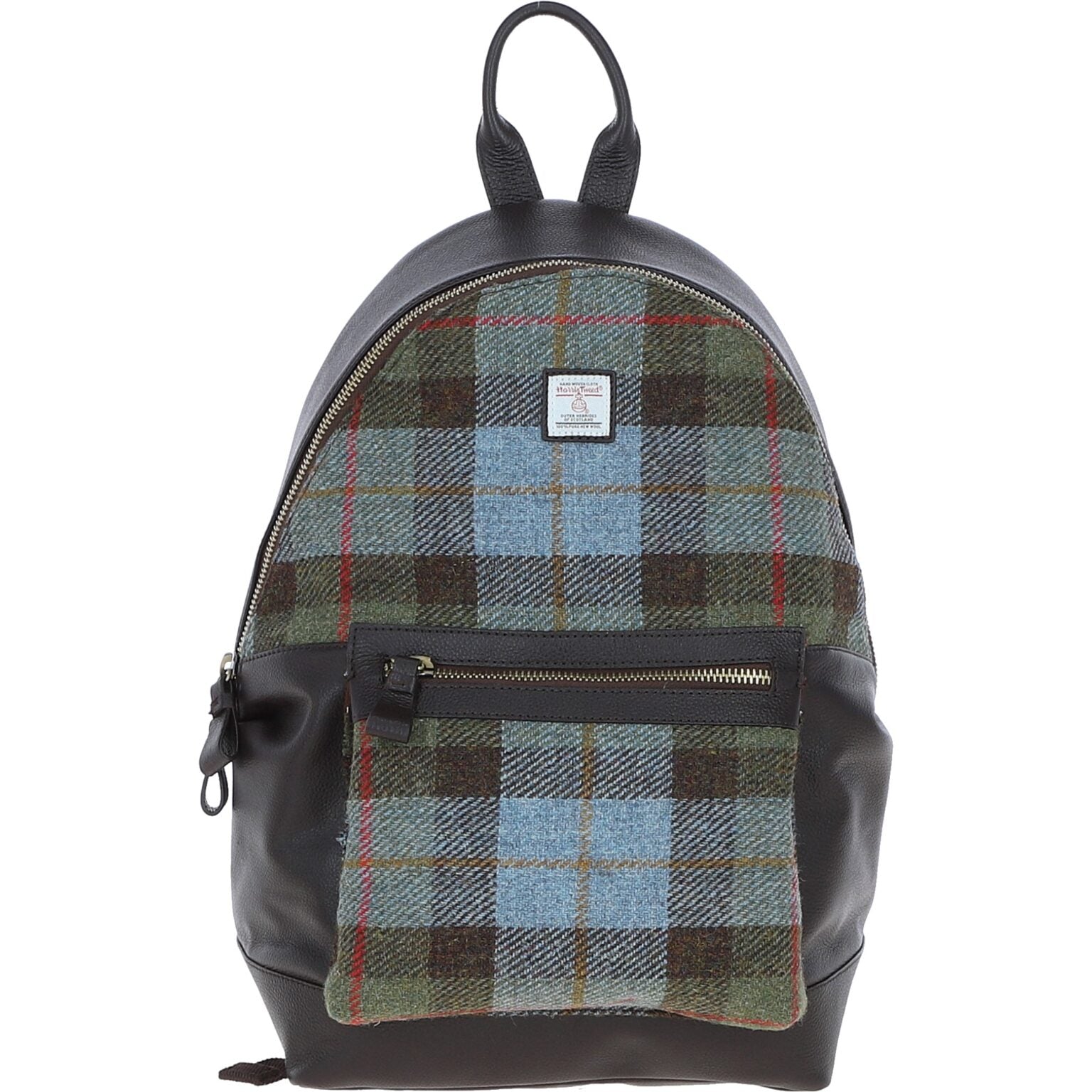 Real Leather Seamill Large Laptop Rucksack with Harris Tweed - Brown Leather &amp; MacLeod