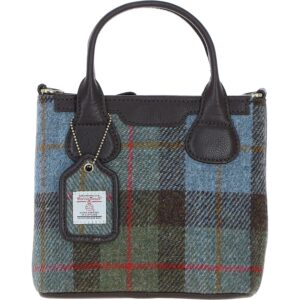 Real Leather with Harris Tweed Troon Mini Handbag with Removable Crossbody Strap - Brown Leather &amp; MacLeod