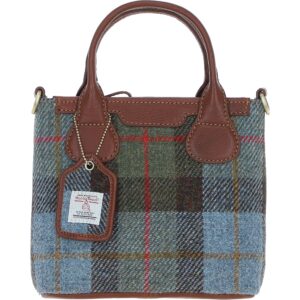 Real Leather with Harris Tweed Troon Mini Handbag with Removable Crossbody Strap - Tan Leather &amp; MacLeod